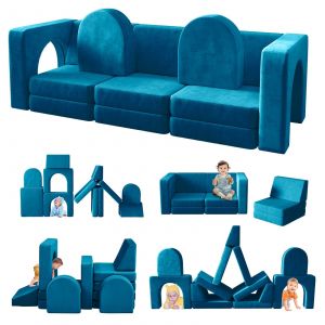 WUMAGIN - Canap&eacute; enfant modulable 13 pi&egrave;ces pour salle de jeux - bleu - Neuf