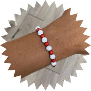 Kal-Bracelet Perle Vintage Bracelet Rosaire Rouge Bracelet Perle En Chaine Bracelet Perle Rouge Bracelet Perle Extensible Bracelet Perle Rouge Chaine Main Bijoux Pour Femmes Et Filles Cadeaux - Neuf