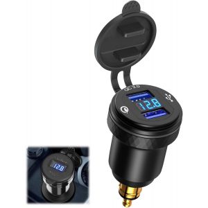 Prise Din Qc3.0 Usb Chargeur Rapide De Moto En Aluminium Din Adaptateur Usb Avec Led Waterproof Chargeur Usb Din Socket Adaptateur Allume-Cigare Pour Motos - Neuf
