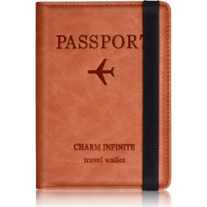 TRAHOO-Protege Passeport Francais, Protege Passeport mit RFID-Blocker, Pochette Passeport Cuir Artificiel,Voyage Accessoires Passeport &eacute;Tui,Carte de Cr&eacute;Dit, Carte Bancaire, Argent, Passport Cover - Neuf