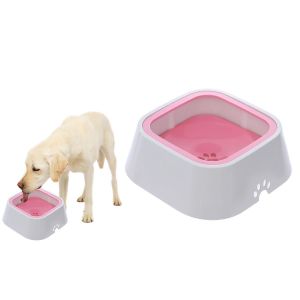 Gamelle D'eau Anti-D&eacute;versement 1,5 L Pour Chiens Et Chats - Rose - Neuf