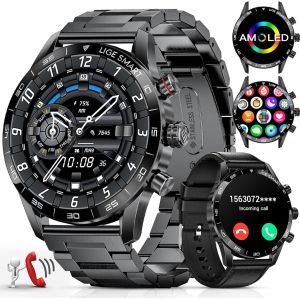 Montre Connectée Homme 1.32'' Smartwatch Avec Appel Bluetooth E Assistente Vocale, Montre Intelnte Sports Etanche Fréquence Cardiaque Sommeil Podomètre Calorie Montre De Fitness Pour Android Ios - Neuf