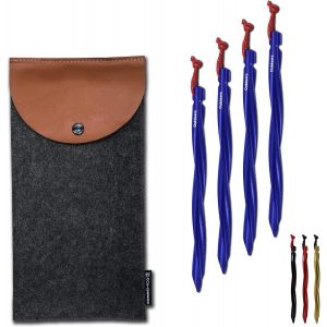 Yemaesre-Lot De 6/8 Piquets Pour Tentes Avec Une Stabilité Unique, Grands Piquets De Tente En Aluminium (25 Cm), Avec Sac Et Cordon Réfléchissant, Camping, Ancrage Au Sol (11 4 X Bleu) - Neuf