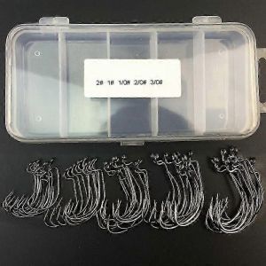 51pcs Hameçons De Pêche En Acier À Haute Teneur En Carbone Worm Senko Bait Jig Hameçons Avec Boîte En Plastique - Neuf