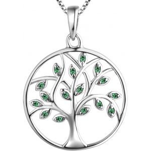 Collier Arbre De Vie Argent 925 Collier Pendentif Arbre G&eacute;n&eacute;alogique Avec Zircon Cubique Multicolore Pour Femme (Vert/Bleu/Rubis ...) - Neuf