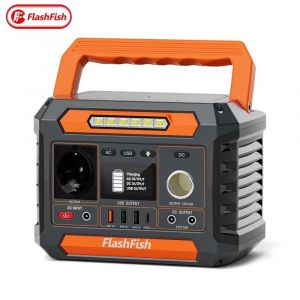 Centrale &eacute;lectrique portable Flashfish P66, G&eacute;n&eacute;rateur ext&eacute;rieur 300W 230.88Wh, 8 sorties, USB-C QC3.0, Onde sinuso&iuml;dale pure, Charge solaire, Lampe de secours, pour la maison, le camping, les voyages - Neuf