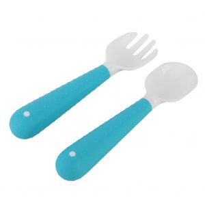 Ensemble De Cuilleres Et Fourchettes Antiderapantes En Pp Durable Pour La Vaisselle Des Bebes Et Des Enfants (Bleu) - Neuf
