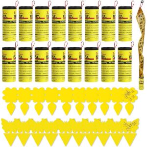 ChenQuanSarl-Anti Moucherons Interieur, 16X Piege A Mouche Tue Mouche Adhesif + 20X Anti Moucherons Pour Plantes Jaune, Piege A Mouche, Attrape Mouche, Pour La Maison,La Cuisine,L'Extérieur,Fermes,Ja - Neuf