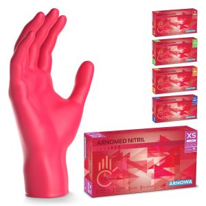 100x &reg; Gants en nitrile taille XS Rouge,Gants &agrave; usage unique pour chirurgie & laboratoire,Gants en nitrile sans poudre et sans latex,Moufles en nitrile en XS,S,M,L,XL,XXL - Neuf