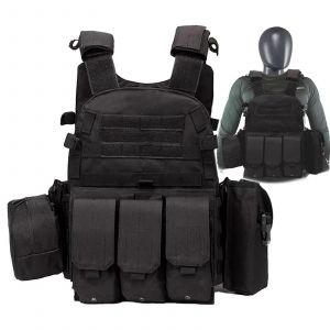 Gilet Tactique Pour Homme Et Gilet Militaire Noir Airsoft Tactical Vest Plate Carrier - Neuf