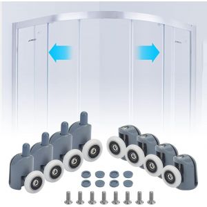 ASFASFq-8 PCS Roulette Porte Coulissante en Acier Inoxydable + ABS 23mm Galets de Porte de Douche Antirouille Roulettes Cabine de Douche Robuste Durable pour Cabine Salle de Bains Porte en Verre - Neuf