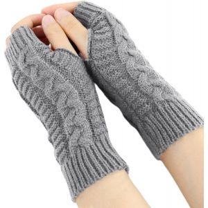 Fingerless Winter Gloves For Women, Knitted Arm Warmers With Thumb Hole, Soft Wrist Mittens"".[J854] - Neuf
