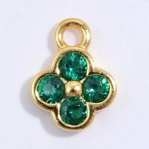 Breloques Tr&egrave;fle En Argent Sterling S925, Zircon Color&eacute;, Pour Bricolage, Bracelets, Colliers, Accessoires De Fabrication De Bijoux Sd57--Gold Green - Neuf