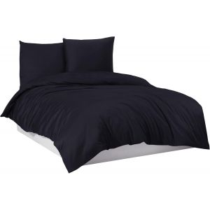 Tzf-Parure De Lit 100 % Coton 135 X 200 155 X 220 200 X 200 Cm, Couleur : Noir, Taille De La Parure De Lit : 200 X 200 Cm - Neuf