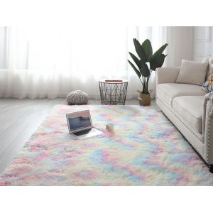 Tapis En Peluche Color&eacute;e Et Moelleuse De 200 X 160 Cm Pour Salon Et Chambre &Agrave; Coucher - Neuf