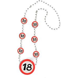 Deco anniversaire 18 ans collier panneau de signalisation rouge/blanc - D&iquest;&iquest;coration e pour un 18 ans anniversaire garcon et fille - Neuf