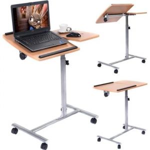Table Pour Ordinateur Portable R&eacute;glable Table De Lit &Agrave; Roulettes Table D'appoint - Neuf