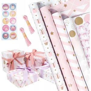 Mevronisshop-5 Pi&egrave;ces Papier Cadeau Set, 43cm X 3m Papier Cadeaux Anniversaire Feuille, Rouleau Papier Cadeau Pour Anniversaires, Mariages, F&ecirc;tes - Neuf