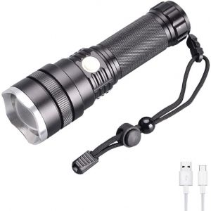 Dool-Xhp50 Lampe Torche Led Rechargeable,Tactique Lampe De Poche Led Puissante 5000 Lumens Zoomable Torche Usb Pour Ménage,La Randonnée,D'urgence - Neuf