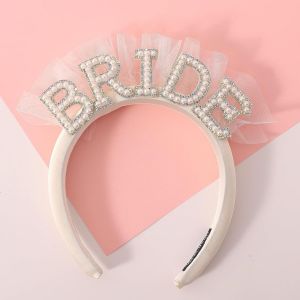 Kalvd-Bandeau Bride,Bride Headband,Serre-T&ecirc;te En Fausses Perles,Enterrement Vie De Jeune Fille,Bride Couronne,D&eacute;corations De Mari&eacute;e Pour Mariages - Neuf