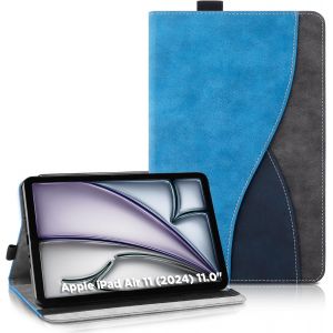 &Eacute;tui Coque Pour Ipad Air 11 Pouces M3/M2 (2025/2024)-&Eacute;tui Housse De Protection Cuir Pu Avec Fonction Support/Portefeuille Coque Tablette Ipad Air 11 (Bleu) - Neuf
