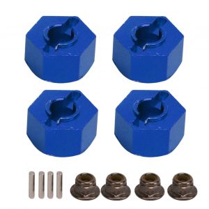 Adaptateurs de moyeux hexagonaux pour roues, 4 broches et 4 ecrous, usinage CNC, en aluminium, pour TRAXXAS SLASH 1/10 RC, bleu - Neuf