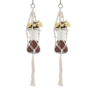 HJLIAN Lot de 2 cintres tricotes a la main pour plantes, paniers suspendus, supports en corde pour pots de fleurs (S) - Neuf