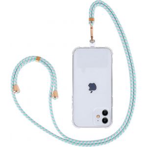 Kal-Pour Lanière Dragonne Telephone Portable Universelle Portable Bandoulière Réglable Pour Tour De Cou, Sangle De Pour Attache De Téléphone Compatible Avec Tous Les Smartphones-Rose Vert - Neuf
