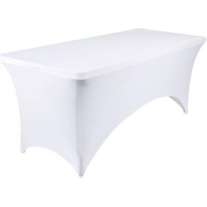 Nappes Extensibles 6 Pieds Spandex Tight Couverture De Table, Protection De Table Cover Rectangulaire Lavable, Nappe De Table Infroissable Pour Salons Professionnels (Blanc, 183lx76lx76h Cm) - Neuf