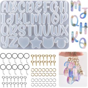 Lot De 111 Moules En Silicone En Forme De Lettres De L'alphabet Pour Moulage De R&eacute;sine &Eacute;poxy, Porte-Cl&eacute;s, Lettres, Bijoux, Pendentifs En R&eacute;sine, Loisirs Cr&eacute;atifs - Neuf