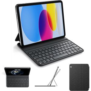 Clavier Pour Ipad 10 Eme Generation/11Eme A16 2025 11 Pouces, Deux Angles De Soutien R&eacute;glables, Ergonomique, Qualit&eacute; Sup&eacute;rieure Clavier Azerty, En Similicuir, Slim And Portable,Noir - Neuf