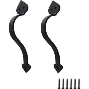 TRAHOO-Poignée Porte Coulissante, 2 Pièces Poignée de Porte de Grange 23 cm, Oignée de Porte en Acier Noir Massif, Poignée de Porte en Fonte, pour Portails, Portails de Clôture et Portes Coulissantes - Neuf