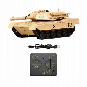 Simulation de char télécommandé RC avec tourelle rotative, char jaune - Neuf