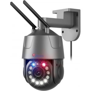 4K 8Mp 30X 3D Optical Zoom Camera Surveillance Wifi Outdoor, Tracking/Cruise/Auto Zoom, Human/Vehicle/Animal Detection, Night Vision 150M, R&B Lights Alert, 2.4/5Ghz Wifi, Cloud, Metal - Neuf