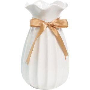 ERYI-Hauteur 24 Cm Vase Conique En Céramique Blanche Pour Pampas, Grand Moderne Haut Vase Decoratif Pour Centre De Table Deco - Neuf