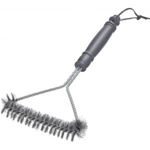 Brosse &agrave; Barbecue 30 cm &iquest; Manche Court, id&eacute;al pour Nettoyer Votre Barbecue, qu'il Soit en Fonte ou en Acier Inoxydable, avec Sangle en Cuir Pratique &iquest; Acier Inoxydable, PP - Neuf