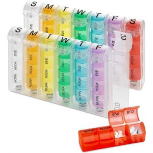 Hebdomadaire Pilule Organisateur - (Pack De 2) De La Médecine Et De La Vitamine Boîtes, 4 Fois Par Jour Pendant Toute La Semaine, Indication Am/Pm - Neuf