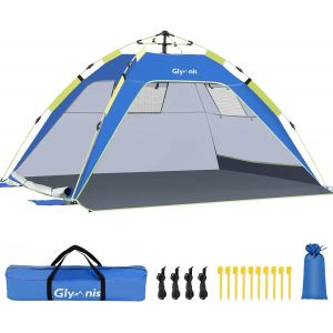 Checarzhn--No1-Tente De Plage Pour 3 À 4 Personnes ¿ Protection Solaire Automatique Upf 50 + Anti-Uv ¿ Étanche Avec Sac De Transport Pour Camping, Plage, Pique-Nique, Extérieur, Maison, Jardin, Intér - Neuf