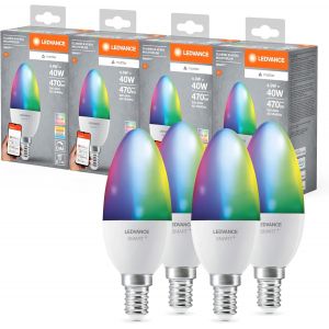 Smart+ Matt Led Lampe, Compatible Avec Google, Alexa, Apple, White Frost Optics, 4.9w, 470lm, E14, Color Light & White Light, Avec Vocal Control, Jusqu'&agrave; 20 000 Hrs, 1-Pack - Neuf