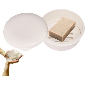 Porte-Savon en Plastique,Boîte à Savon Ronde Etui à Savon de Voyage avec Couvercle et Couche à Sécher pour Voyage,Cuisine,Salle de Bain,9cm - Neuf