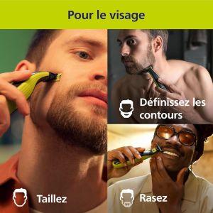Philips Oneblade 360 Visage + Corps - Tondeuse &Agrave; Barbe &Eacute;lectrique, Tondeuse Corps Et Rasoir Avec Technologie De Lame 360, 2 Lames 360, 3 Sabots Barbe De 3 Jours, 1 Kit Corps, Qp2824/31 - Neuf