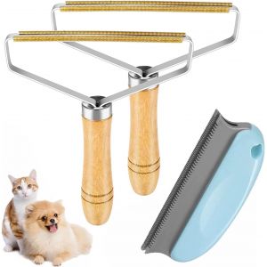 JGD-Rasoir Anti Bouloche Manuel, Brosse Anti Poils Chien Chat Animaux, 3 pi&egrave;ces Nettoyeur Efficace Tapis Peluche V&ecirc;tements, Roll on Lint Remover Uproot pour Pulls, Manteaux tiss&eacute;s - Neuf