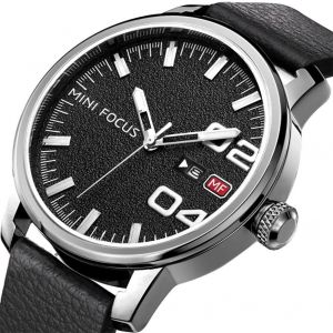 Mini Focus Business Men Analogique Bracelet En Cuir &Eacute;tanche Montre-Bracelet &Agrave; Quartz (Blanc + Noir) - Neuf