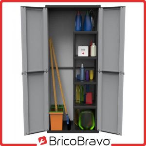 Armoire haute de jardin en r&eacute;sine compartiment range-balais J-LINE368 - Neuf