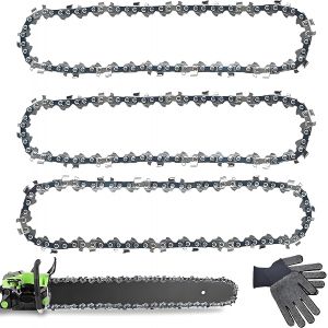 MEVRONISSHOP-Lot de 3 cha&icirc;nes de tron&ccedil;onneuse 40 cm 3/8"" LP, 59 maillons d'entra&icirc;nement de 1,3 mm, &agrave; faible rebond, avec 2 gants, cha&icirc;ne de rechange pour tron&ccedil;onneuse Oregon, Einhell GH-EC1835, Dolma - Neuf