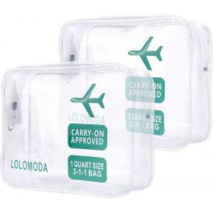 KALANKA-Trousse de Toilette Transparente 2 Pcs, Kit de Voyage pour l'Avion, Set de Voyage dans Bagages &agrave; Main, Sac Cosm&eacute;tiques pour Hommes et Femmes TSA Sac de Transport Conforme &agrave; la Norme - Neuf