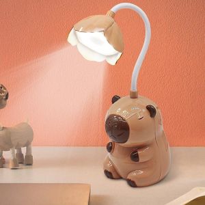 Kalanka-Lampe De Bureau Pour Enfants, Lampe De Table Capybara, Lampe De Bureau 2-En-1 Avec Pointe-Crayon Dessin&eacute;e, Lampe De Bureau Rechargeable Pour Enfants, Lampe De Nuit Capybara Pour La Lecture Et - Neuf