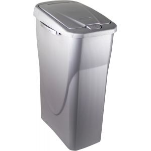ERYI-- Poubelle De Tri Sélectif 25L En Plastique - Ouverture Facile Push - Coloris Gris Silver - Idéale Pour Cuisine, Salle De Bain, Cellier - Fabriquée En France - Neuf