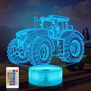 Kuwl-Truck - Lampe De Nuit Illusion 3d - Tracteur - 16 Couleurs Changeantes - Éclairage Hologramme À Intensité Variable - Table De Chargement Usb - Bureau - Décoration De Chambre À Coucher - - Neuf