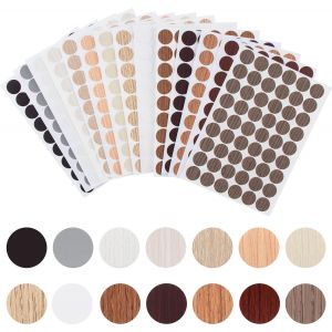 MEVRONISSHOP-14 Feuilles Cache Vis Auto-adh&eacute;sif,756 Pi&egrave;ces Couvre Vis Imperm&eacute;able en PVC,Autocollant Couvre Vis D&eacute;coratif,Cache de Trou de Vis pour Meuble Placard Armoire Table Chaise &Oslash; 21mm - Neuf